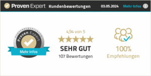 Sehr gut bewertet auf Proven Expert. Klicke hier, um mehr zu erfahren (externer Link)